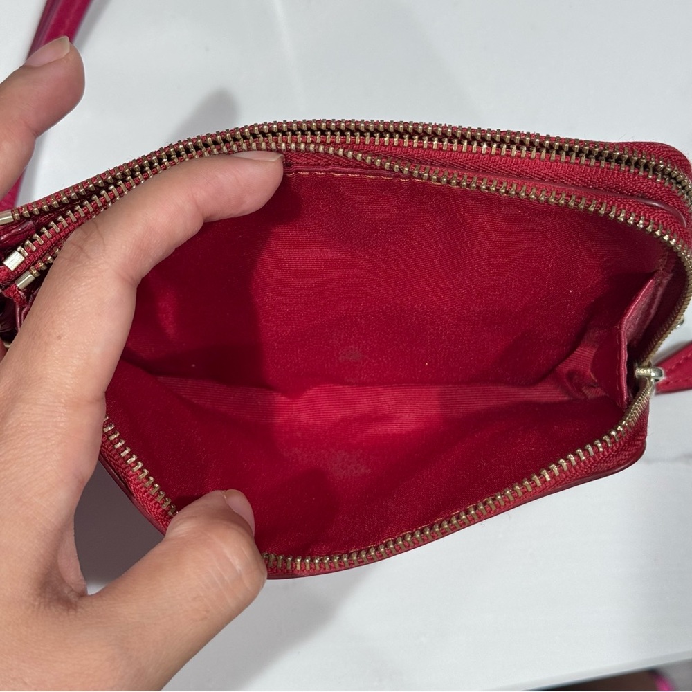 Coach • Wristlet Wallet • Red/Burgundy • Corner Zipper - Picture 11 of 15